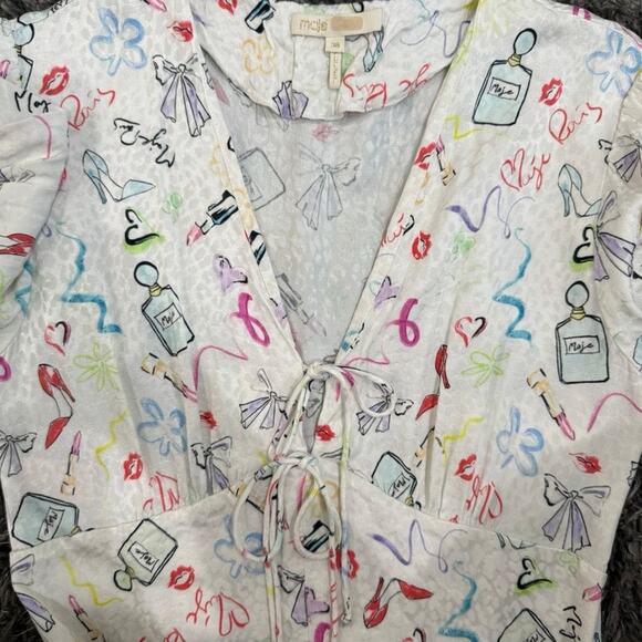 Maje Ramake Dress in White Multi, Size FR 38/US 4-6 - Picture 4 of 6